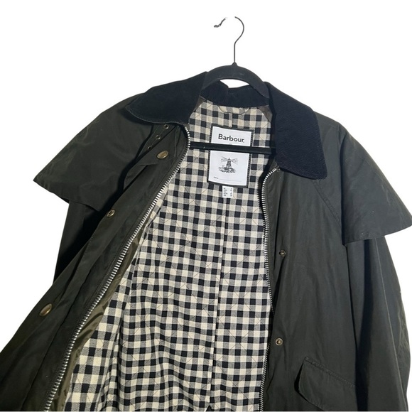 Barbour by Alexachung Trudie  Green Waxed Long Coat Jacket US 8 - Picture 9 of 16